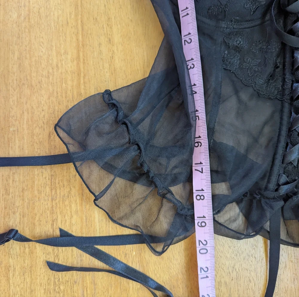 Vintage Y2K Whimsigoth Black Sheer Corset Lingerie‎ Top